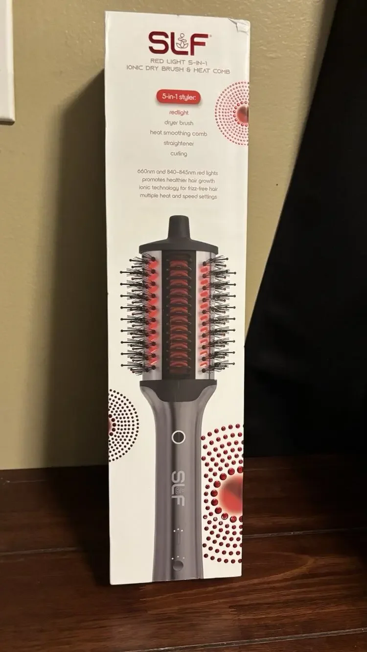 SLF Red Light Therapy 5-in-1 Ionic Dry Hair Brush & Heat Comb OPEN BOX TESTED